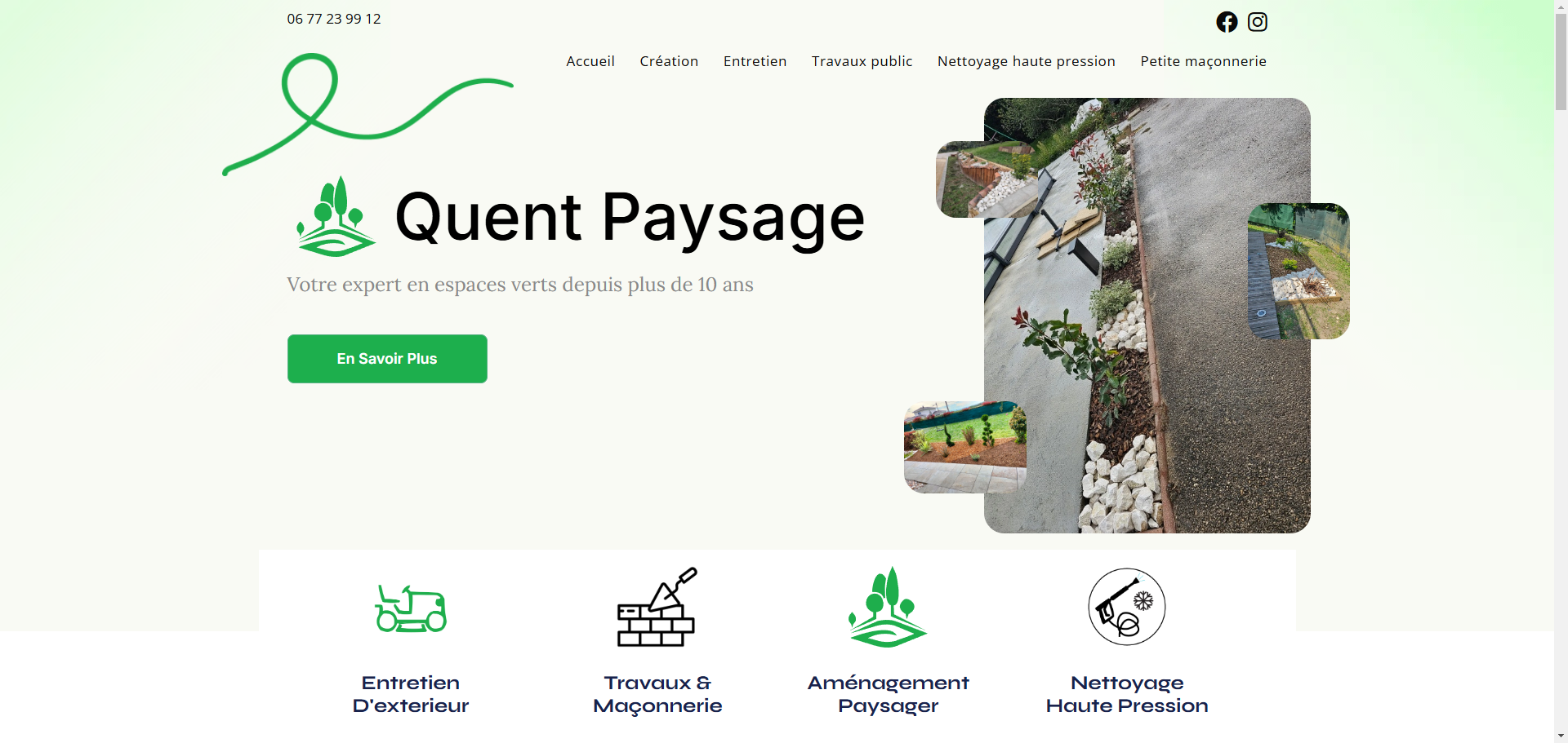 Page d'accueil du site https://quent-paysage.fr